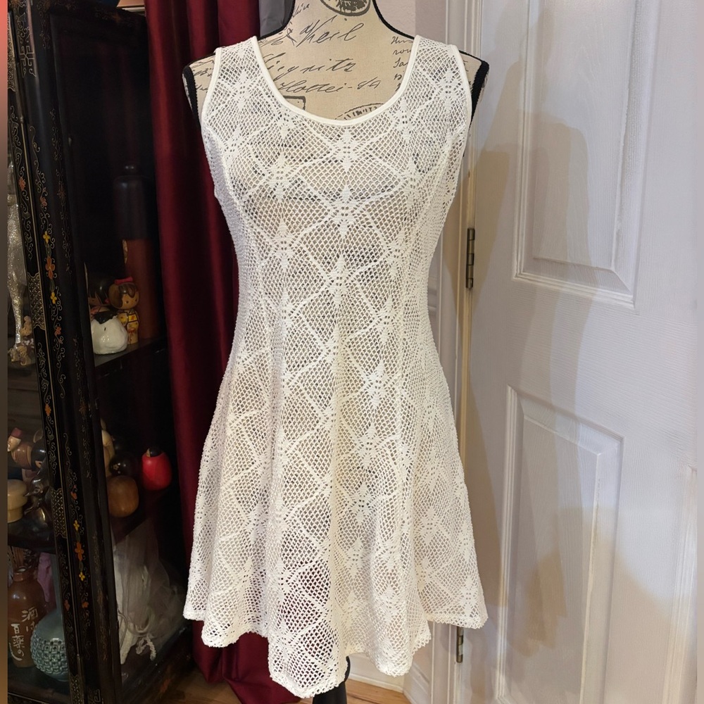 Vintage Tropic Breeze Mini Dress Mesh Beach Cover Up